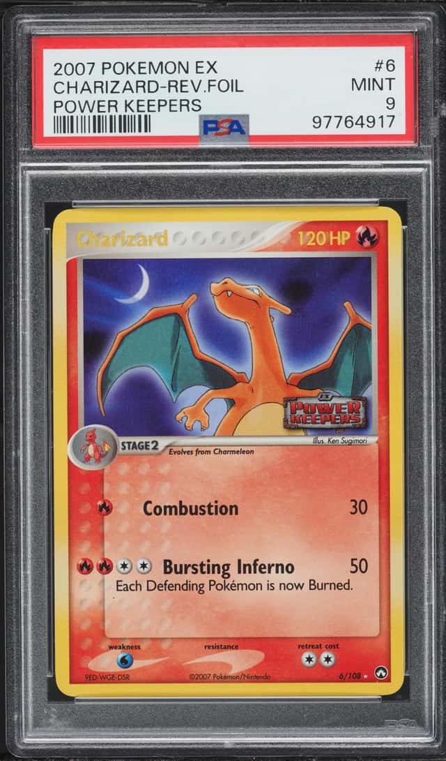 2007 Pokemon EX Power Keepers Reverse Holo Charizard #6 PSA 9 MINT