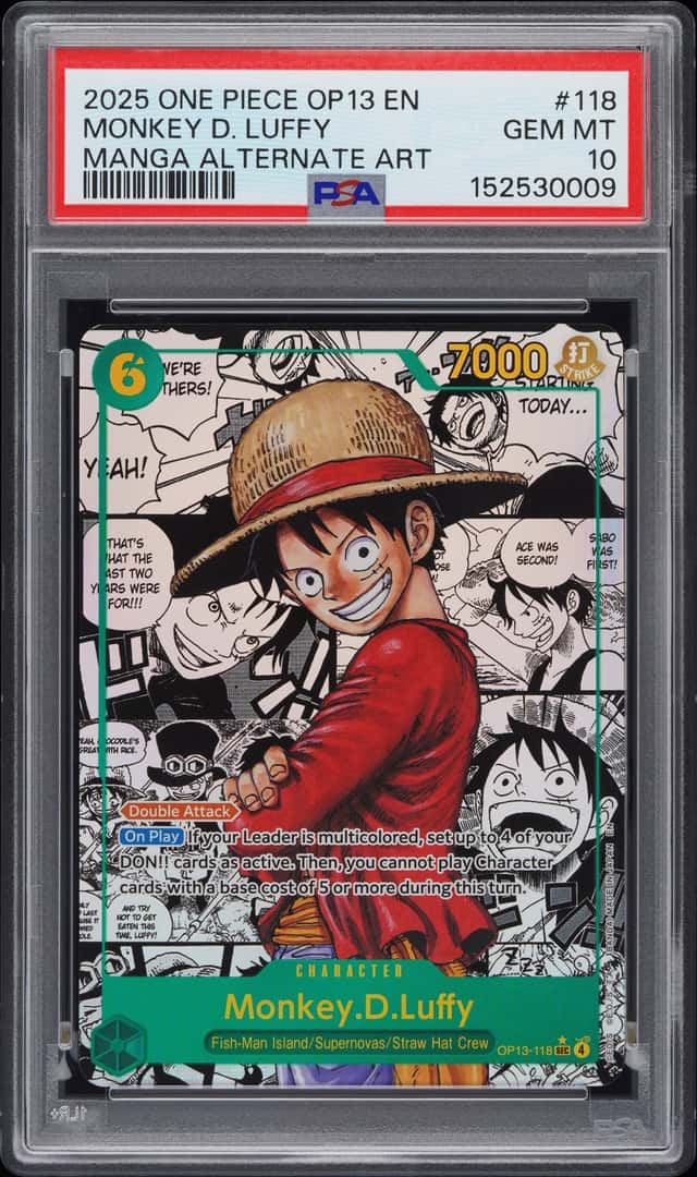  ONE PIECE MONKEY D. LUFFY 2025 CARRYING ON HIS WILL #118 MANGA ALT ART PSA 10