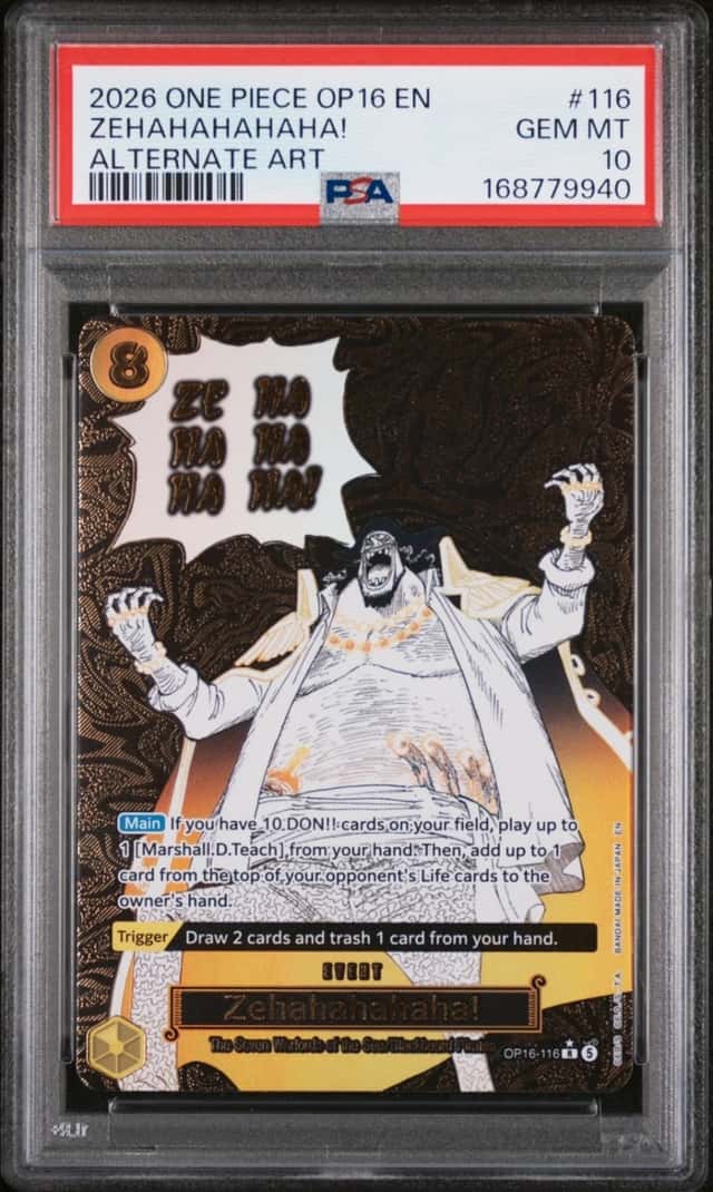 2026 ONE PIECE OP16-THE TIME OF BATTLE ALTERNATE ART #116 ZEHAHAHAHAHA! PSA 10
