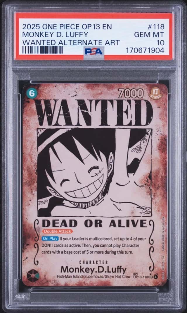 2025 ONE PIECE OP13-CARRYING ON HIS WILL #118 MONKEY D. LUFFY PSA 10