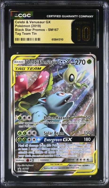  Pokémon Celebi & Venusaur GX 2019 BSP #SM167 Tag Team Tin CGC PRISTINE 10