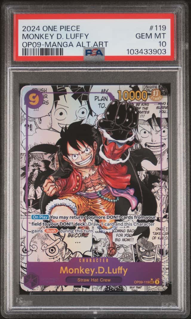 2024 One Piece Monkey D. Luffy Secret Rare Manga Art #OP09-119 PSA 10