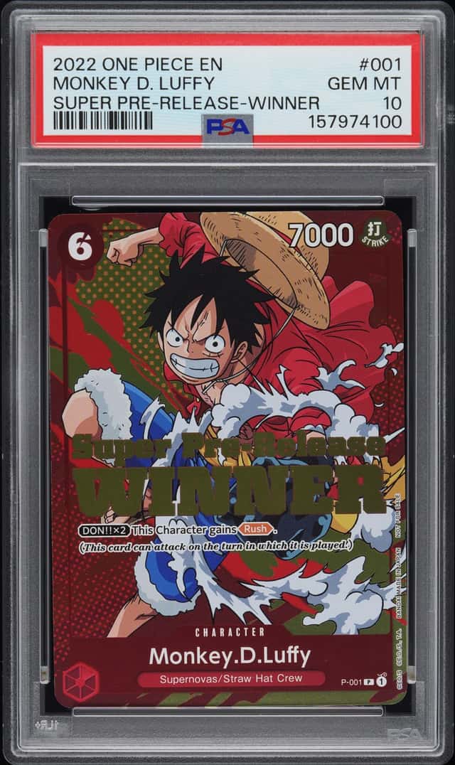 2022 One Piece Super Pre-Release Winner #001 Monkey D Luffy PSA 10 GEM MINT