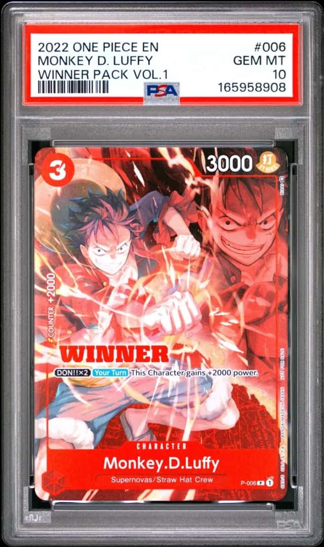 2022 ONE PIECE MONKEY D. LUFFY WINNER PACK VOL.1 PROMOS #006 PSA 10