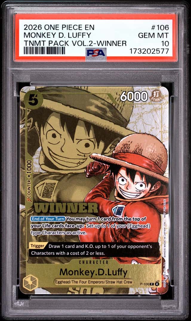 2026 ONE PIECE TOURNAMENT PACK VOL.2 WINNER #106 MONKEY D. LUFFY PSA 10