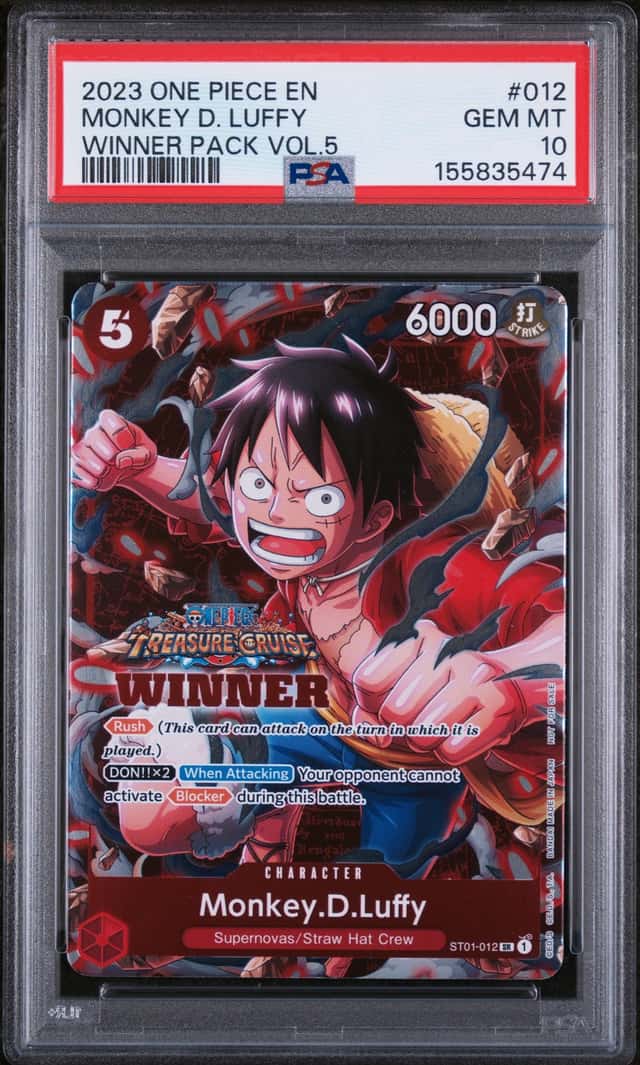PSA GEM MINT 10 - MONKEY D LUFFY ST01-012 - WINNER PACK VOL 5 - TREASURE CRUISE