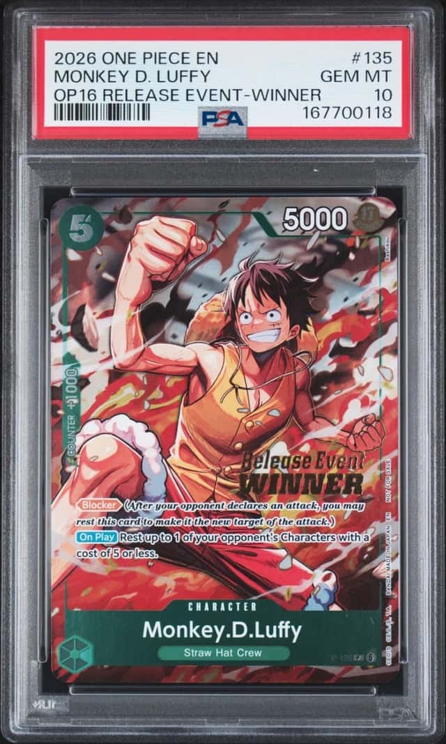 One Piece Monkey D. Luffy Promo 135 Time Of Battle Release Event-Winner PSA 10