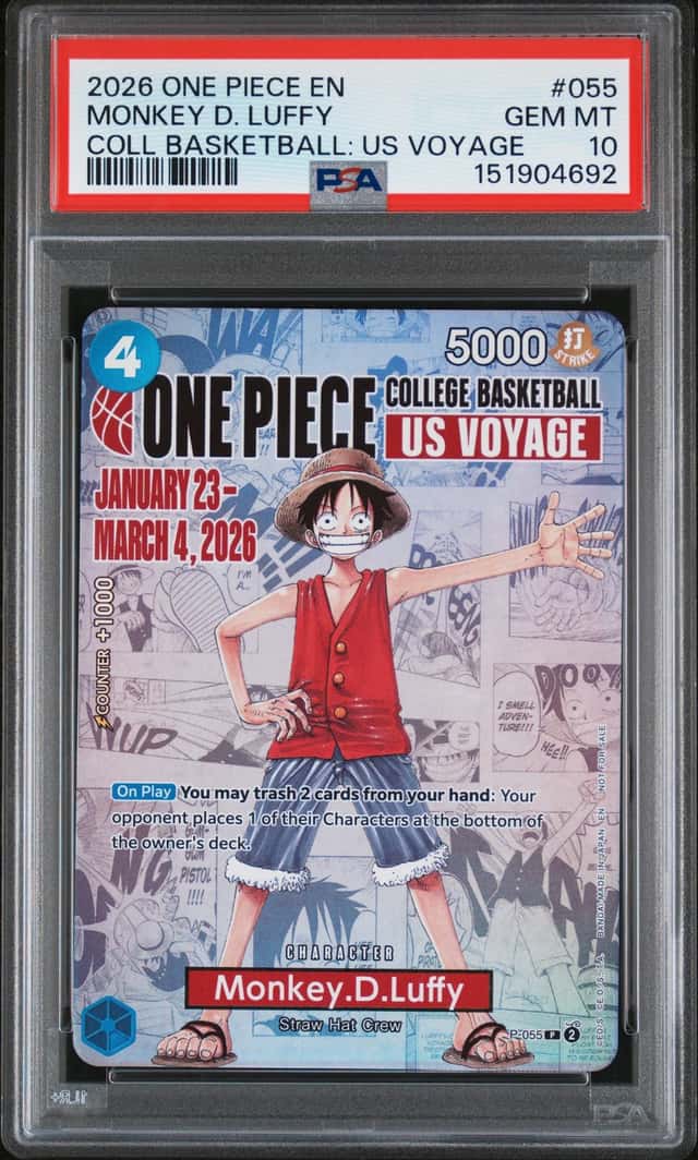 2026 One Piece EN College Basketball US Voyage #055 Monkey D Luffy PSA 10