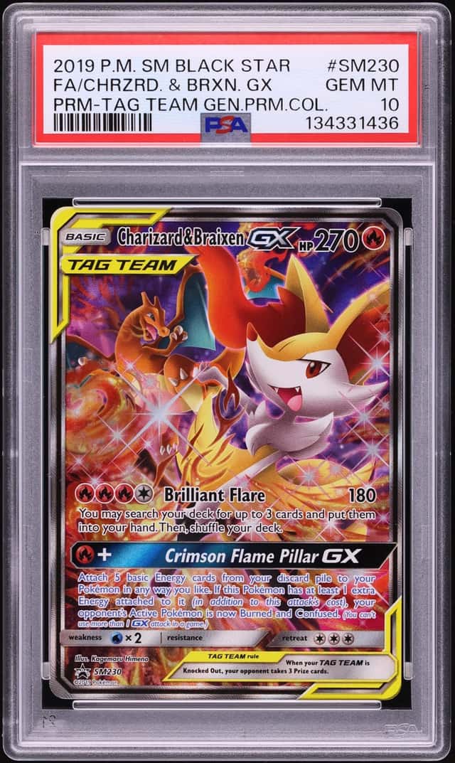 2019 Pokemon SM Promo Tag Team Generations Premium Charizard Braixen GX #SM230 PSA 10 GEM MINT