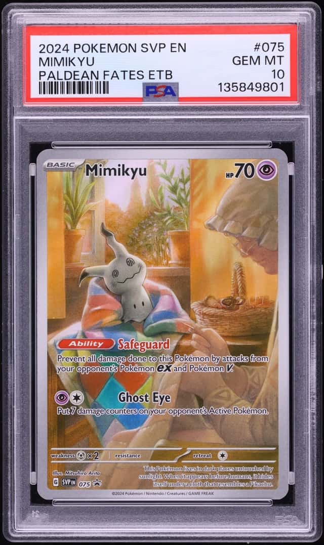 2024 Pokemon Scarlet & Violet Promo Paldean Fates ETB Full Art Mimikyu #75 PSA 10 GEM MINT