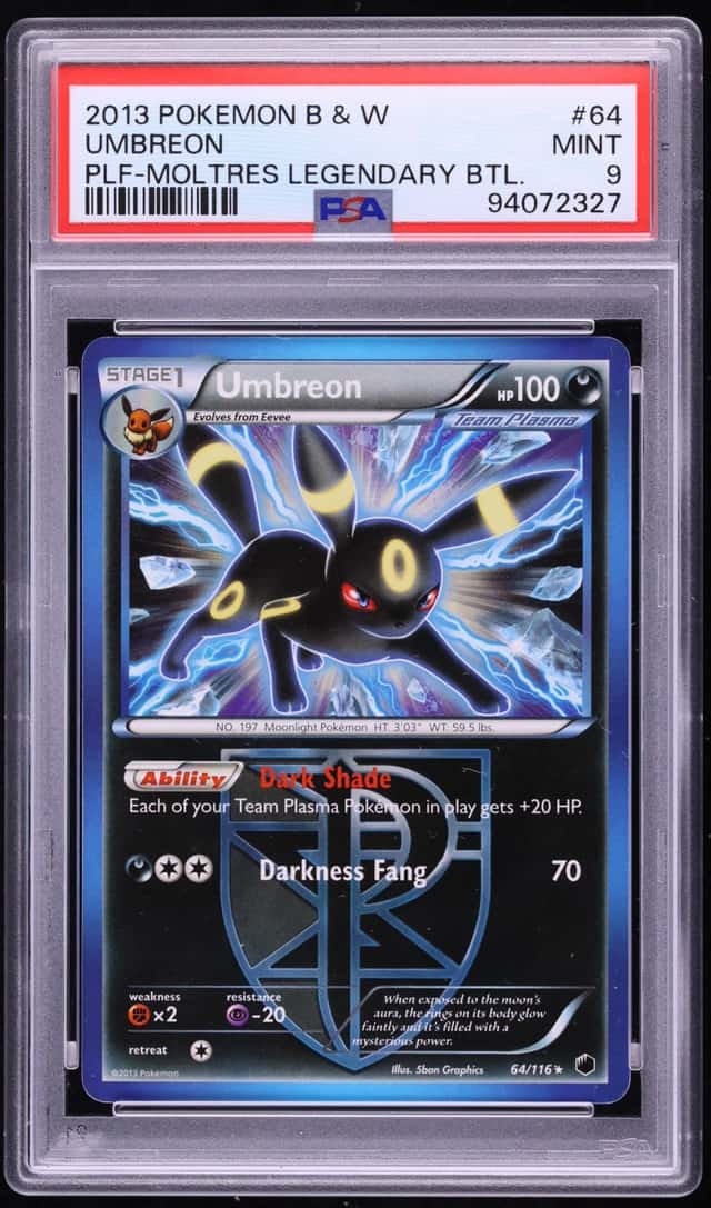 2013 Pokemon Black & White Plasma Freeze Moltres Legendary Battle Umbreon #64 PSA 9 MINT