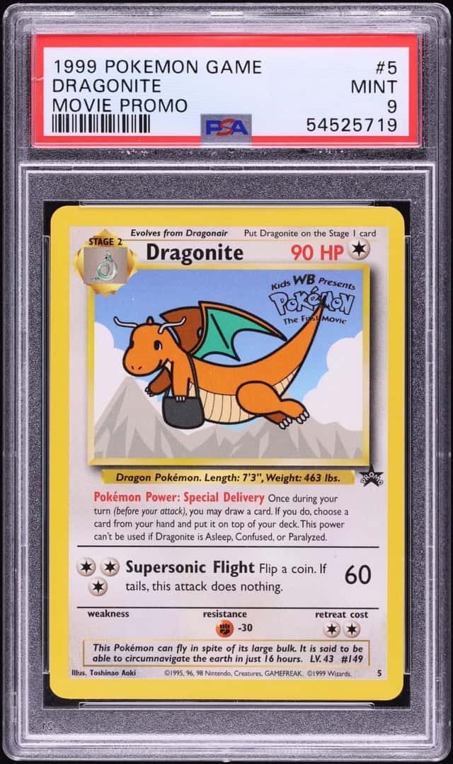 1999 Pokemon Black Star Promo Movie Dragonite #5 PSA 9 MINT