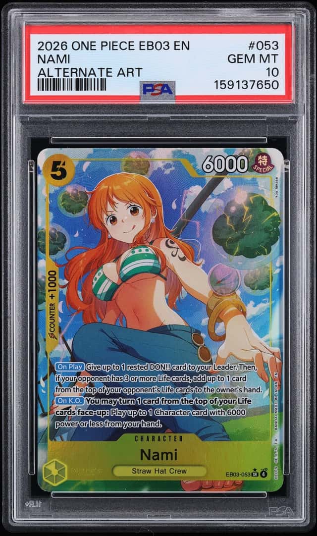 2026 One Piece Extra Booster Heroines Edition SR Alt Art Nami #053 PSA 10 GEM MINT