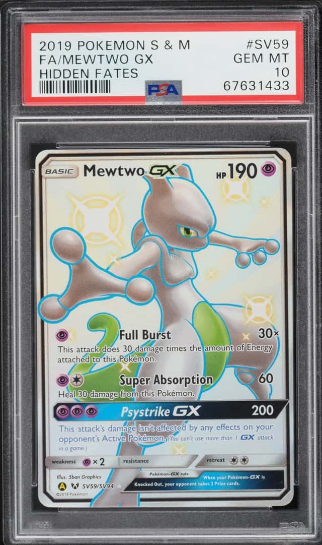 2019 Pokemon Sun & Moon Hidden Fates Vault Full Art Mewtwo GX #SV59 PSA 10 GEM MINT