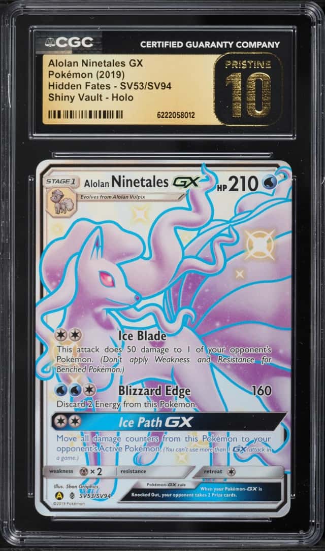 2019 Pokemon Sun & Moon Hidden Fates Vault Shiny Alolan Ninetales Gx #SV53 CGC 10 PRISTINE
