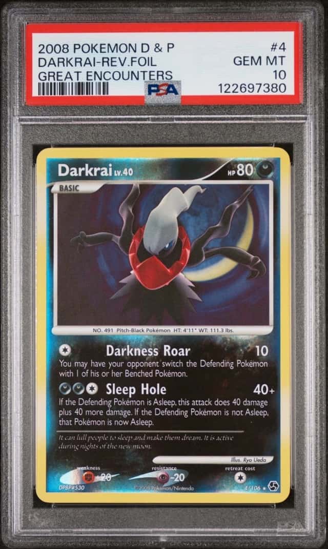 POKEMON DARKRAI-REV.FOIL 2008 DIAMOND & PEARL GREAT ENCOUNTERS #4 PSA 10