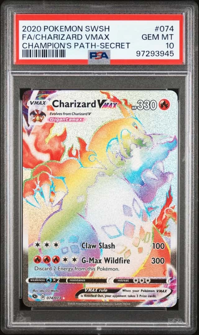 2020 Pokemon Champion's Path Charizard VM Secret Rare Full Art #074/073 PSA 10