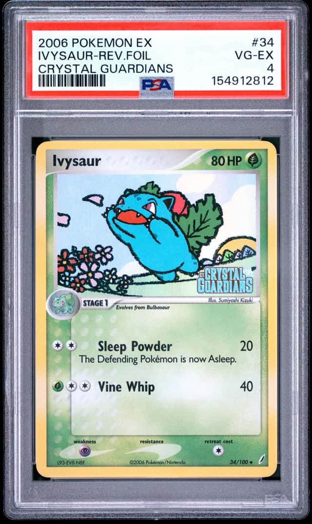 2006 POKEMON EX CRYSTAL GUARDIANS #34 IVYSAUR-REVERSE FOIL PSA 4