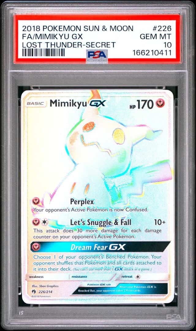2018 Pokemon Lost Thunder #226 Full Art Mimikyu GX Secret PSA 10
