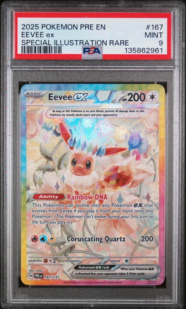 EEVEE EX PSA 9 2025 POKEMON PRE EN #167/131 SPECIAL ILLUSTRATION RARE SIR 2961