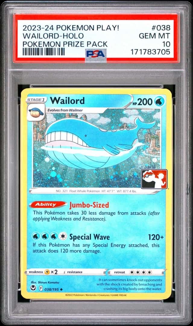 2023-2024 POKEMON PLAY! POKEMON PRIZE PACK #038 WAILORD-HOLO PSA 10