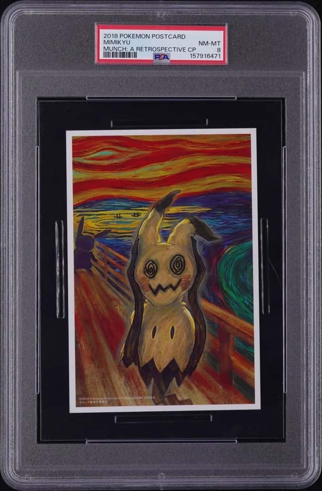 2018 POKEMON MUNCH: A RETROSPECTIVE CAMPAIGN POSTCARD MIMIKYU PSA 8