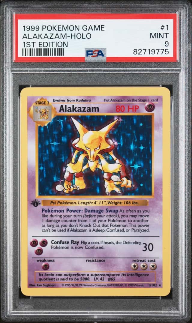 1999 Pokemon 1st Edition Alakazam Holo #1/102 PSA 9