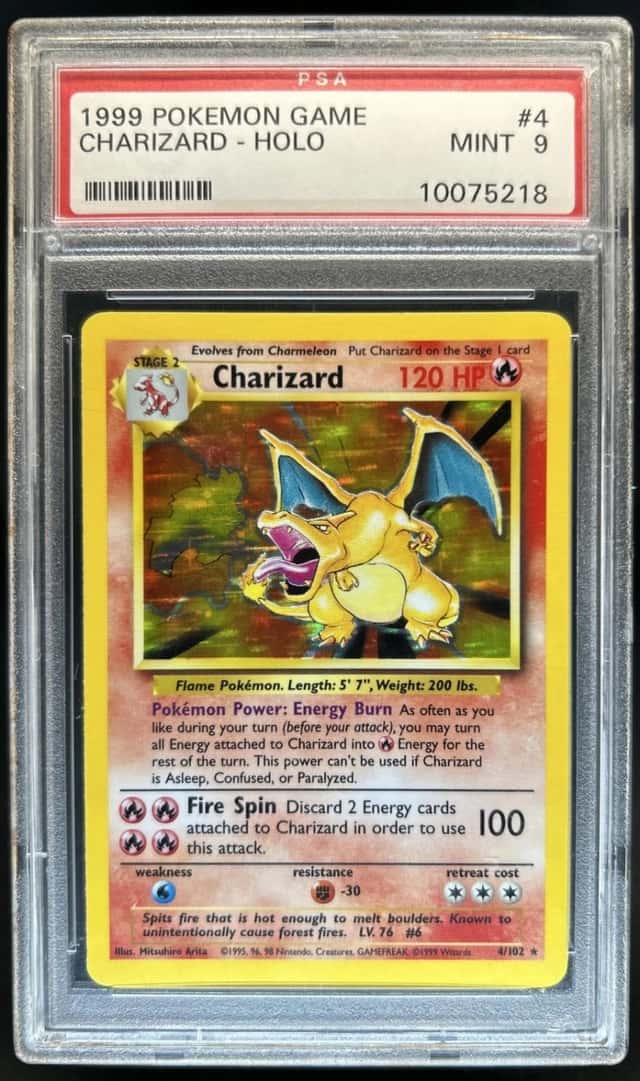 1999 Pokemon Unlimited Charizard Rare Holo #4/102 PSA 9