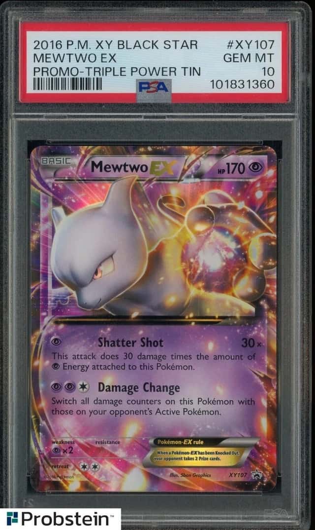 2016 POKEMON XY BLACK STAR PROMO #XY107 MEWTWO EX PROMO-TRIPLE POWER TIN PSA 10