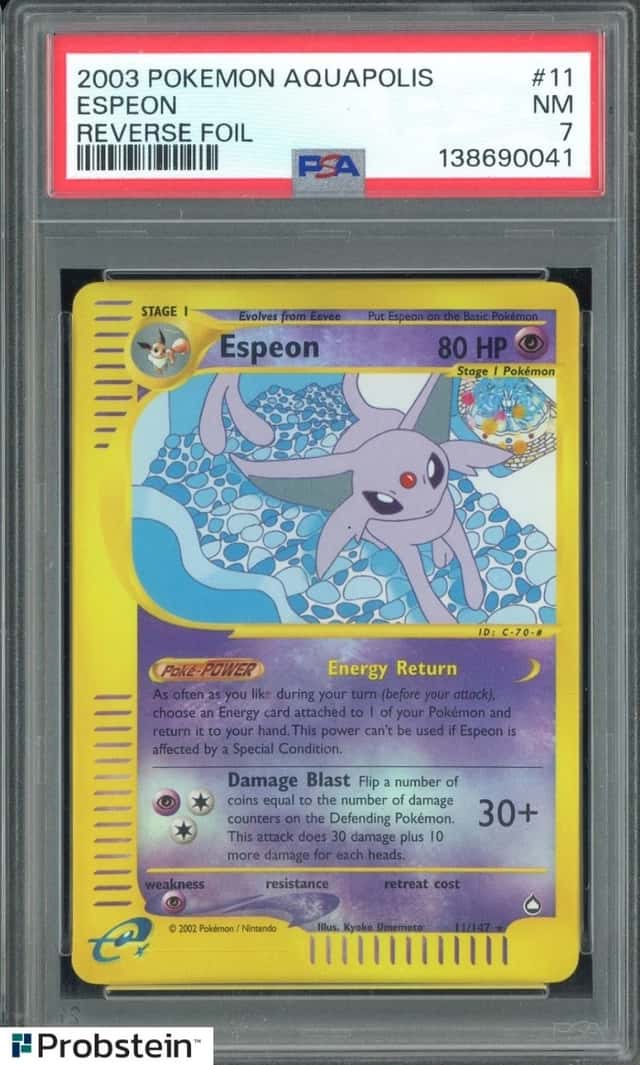 2003 Pokemon Aquapolis #11 Espeon Reverse Foil PSA 7 NM