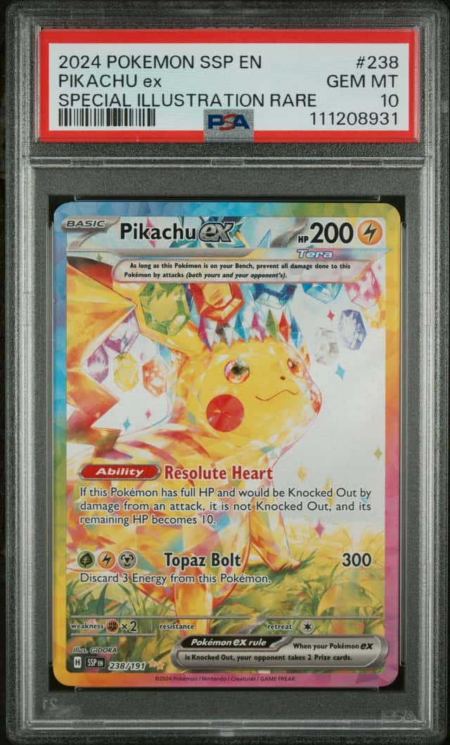 2024 Pokemon Surging Sparks Pikachu Ex #238/191 PSA 10 GEM MINT