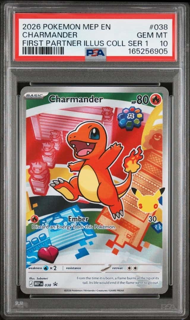 Pokemon Charmander Mega MEP First Partner Illustration Coll Series 1 #038 PSA 10