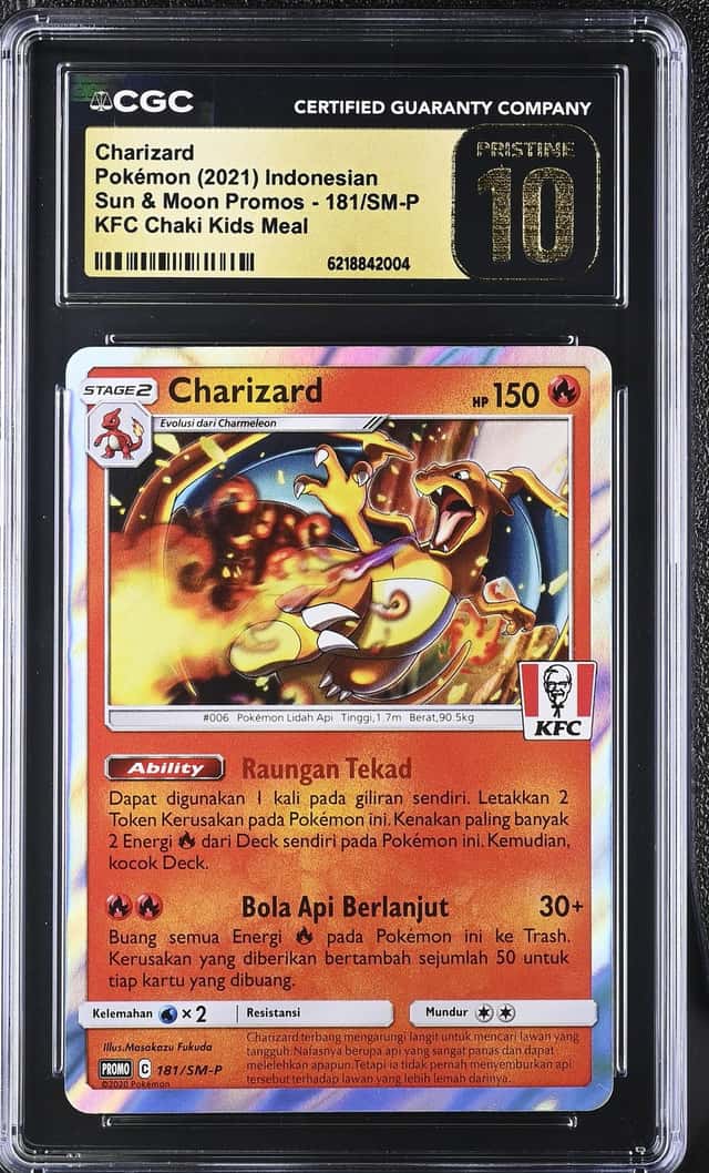 Pokemon Charizard Promo 181/SM-P Kfc Chaki Kids Meal Indonesian CGC 10 Pristine