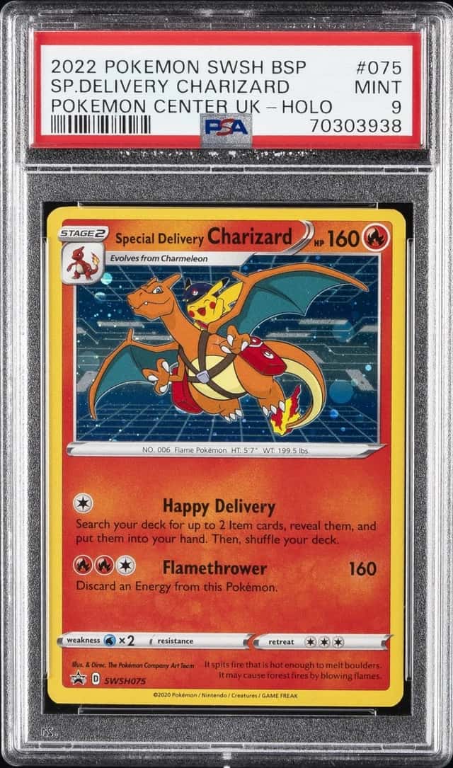 2022 POKEMON SWSH BLACK STAR PROMO #075 SPECIAL DELIVERY CHARIZARD-HOLO PSA 9