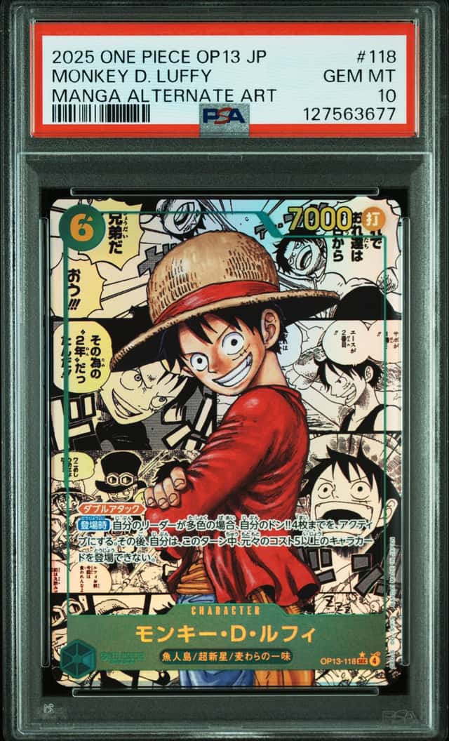 PSA 10 Luffy OP13-118 Manga Alt Art Carrying on His Will One Piece Card Japanese