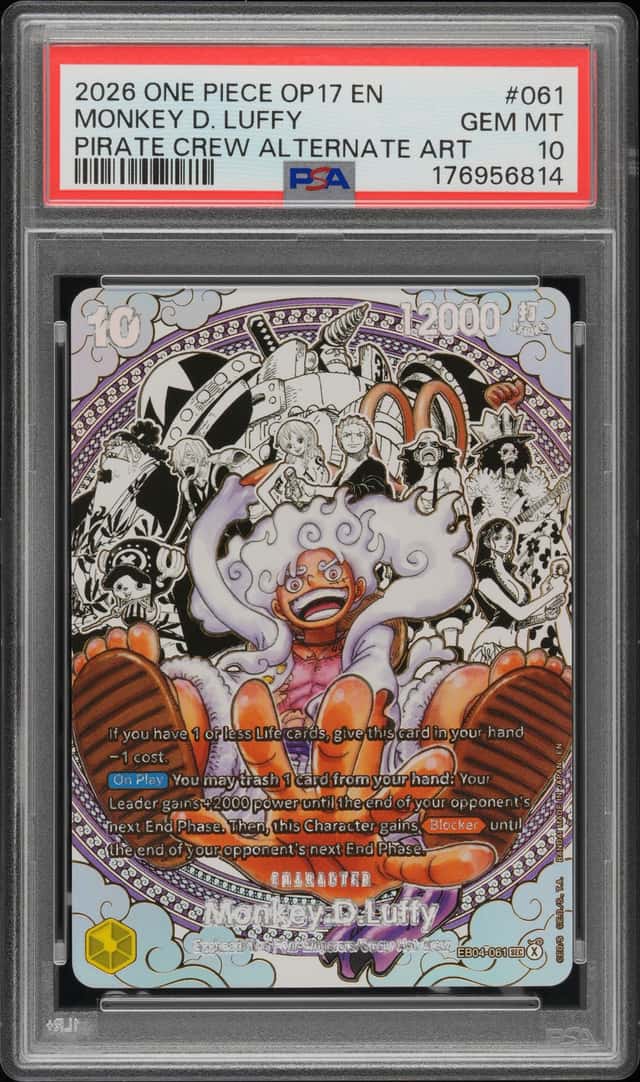 2026 ONE PIECE THE WORLDS STRONGEST WARRIORS ALT ART #061 MONKEY D. LUFFY PSA 10
