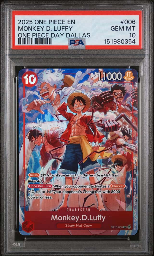 2025 One Piece Day Dallas Monkey.D.Luffy Rare Foil #ST10-006 PSA 10