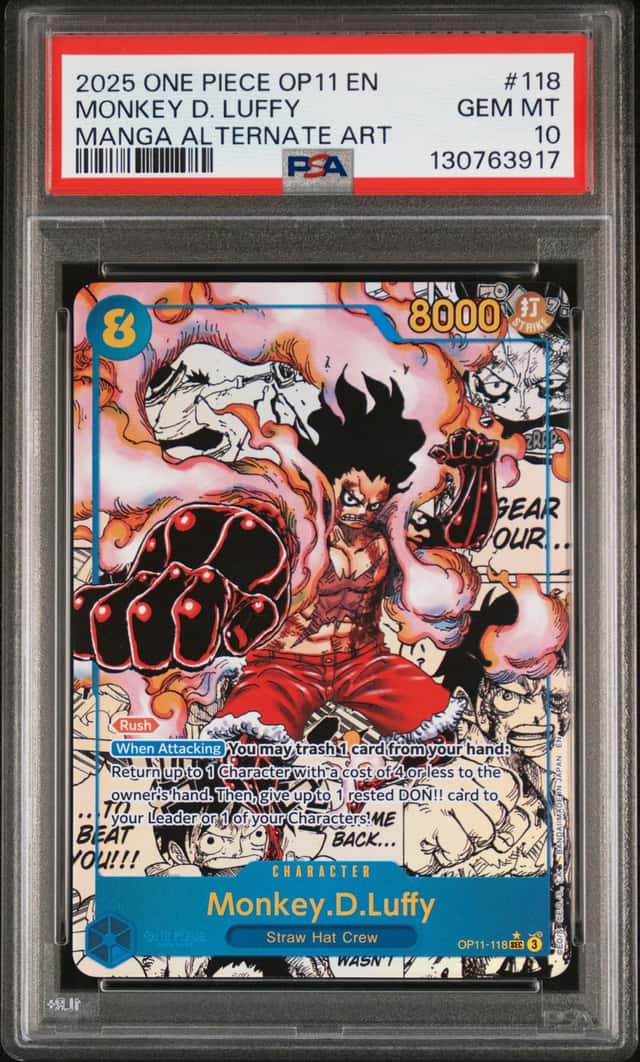 2025 One Piece Monkey D. Luffy Secret Rare Manga Art #OP11-118 PSA 10 GEM MINT