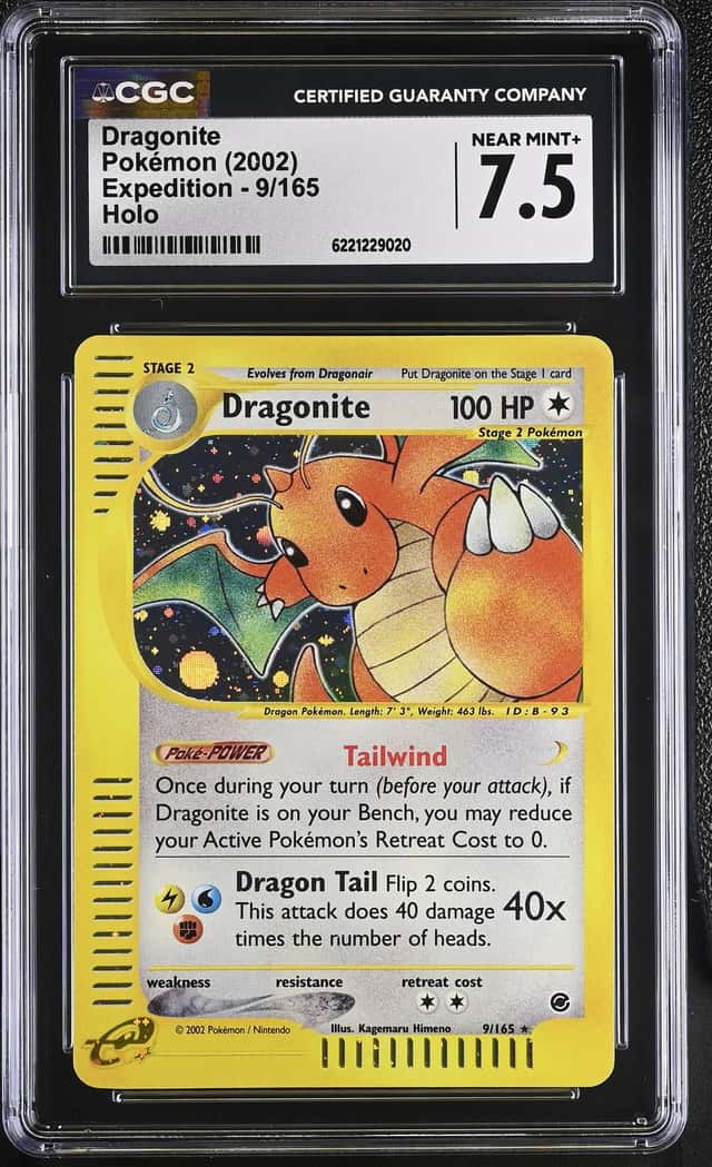 2002 Pokemon Expedition Holo Dragonite #9 CGC 7.5 NRMT+
