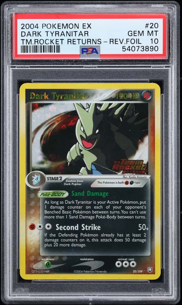 2004 Pokemon EX Team Rocket Returns Reverse Holo Dark Tyranitar #20 PSA 10 GEM MINT