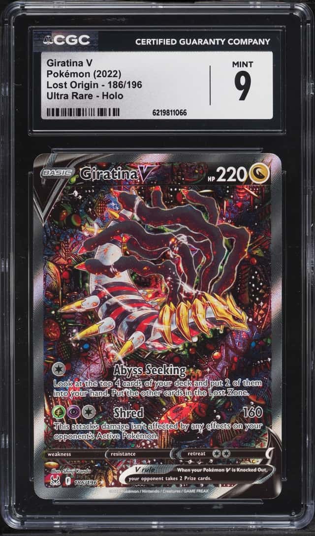 2022 Pokemon Sword & Shield Lost Origin Full Art Giratina V #186 CGC 9 MINT