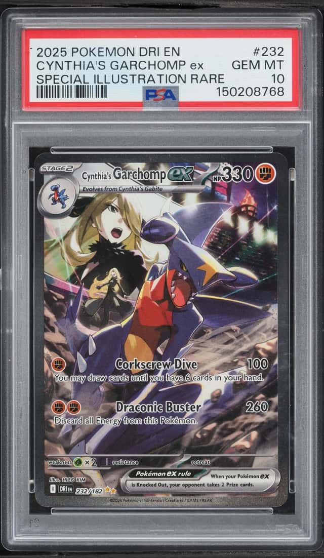 2025 Pokemon Scarlet & Violet Destined Rivals SIR Cynthia's Garchomp ex #232 PSA 10 GEM MINT