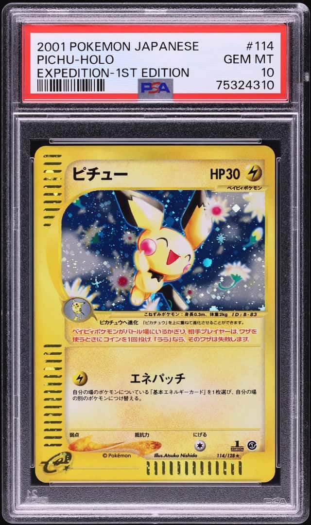 2001 Pokemon Japanese Expedition 1st Edition Holo Pichu #114 PSA 10 GEM MINT
