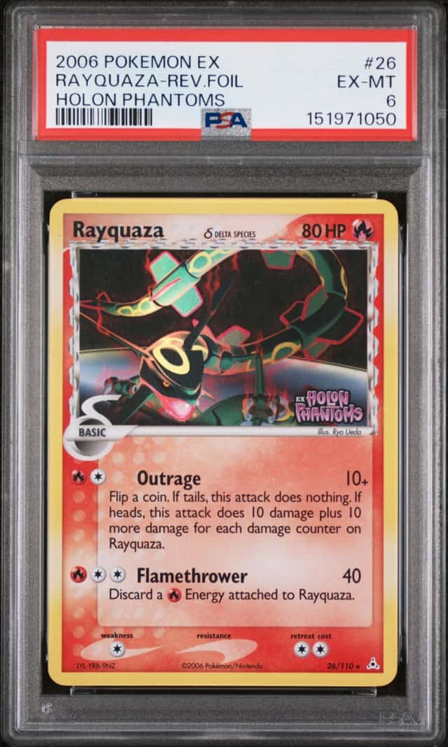 Rayquaza Reverse Foil #26 EX Holon Phantoms 2006 Pokemon PSA 6 **STAMP**