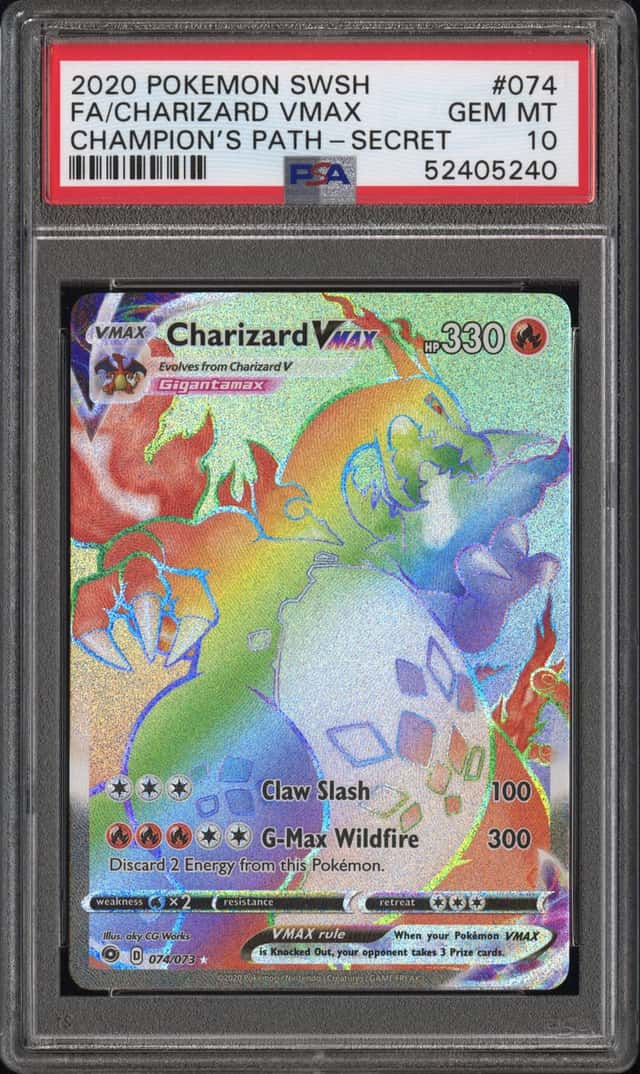 POKEMON FA/CHARIZARD VMAX 2020 SWSH CHAMPION'S PATH-SECRET #074 PSA 10