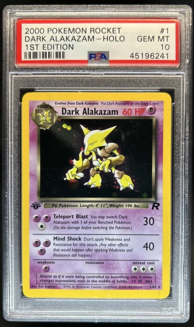 2000 Pokemon Team Rocket First Edition Dark Alakazam Holo #1/82 PSA 10 GEM MINT