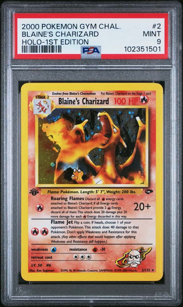 2000 Pokemon Gym Challenge 1st Edition Blaine's Charizard Holo #2/132 PSA 9