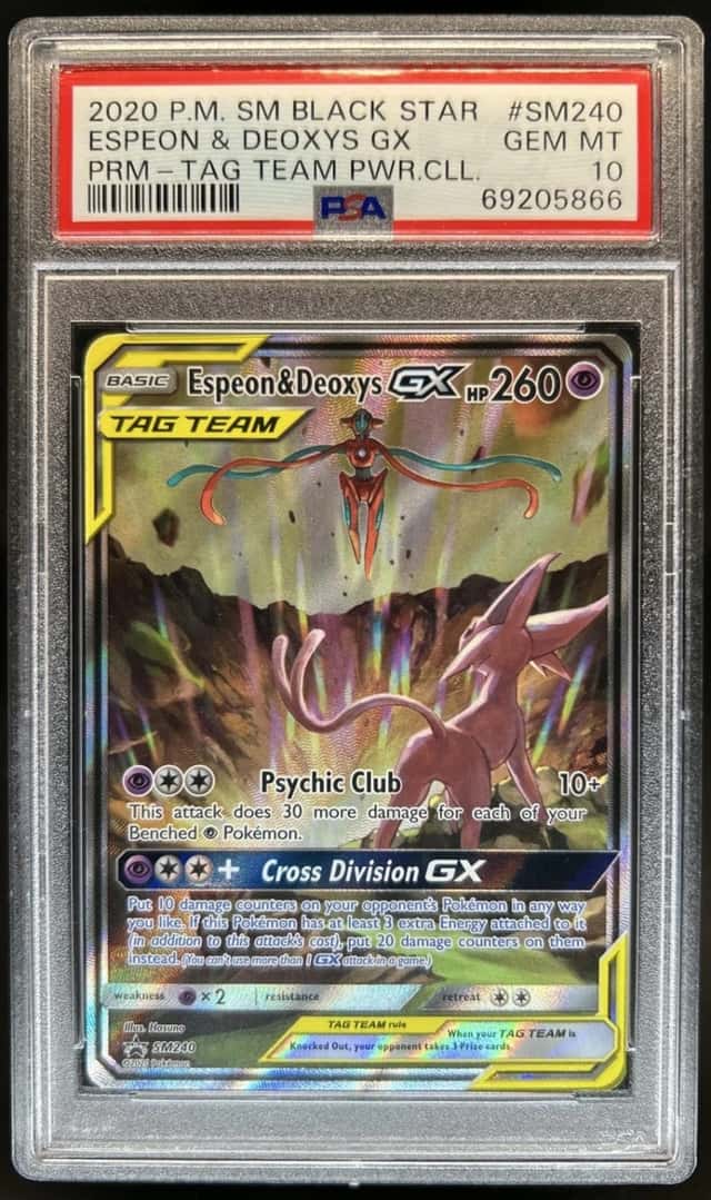 2020 Pokemon SM Black Star Promos Espeon & Deoxys Tag Team #SM240 PSA 10