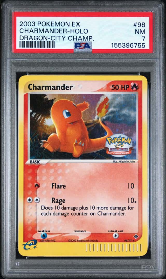 2003 Pokemon EX Dragon City Championships #98 Charmander Holo PSA 7 NM