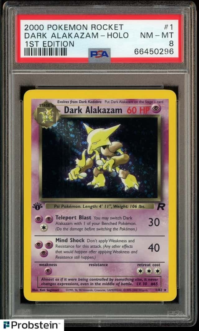 2000 POKEMON ROCKET #1 DARK ALAKAZAM-HOLO 1ST EDITION PSA 8 NM-MT